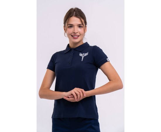 Изображение  Women's blue medical polo with Caduceus embroidery. 3XL, "WHITE ROBE" 147-322-836, Size: 3XL, Color: blue