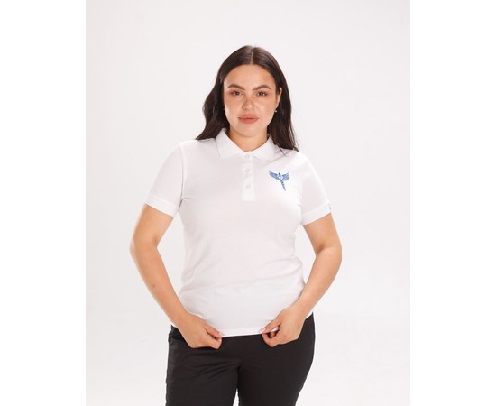 Изображение  Women's white medical polo with Caduceus embroidery. L, "WHITE ROBE" 147-324-836, Size: L, Color: white