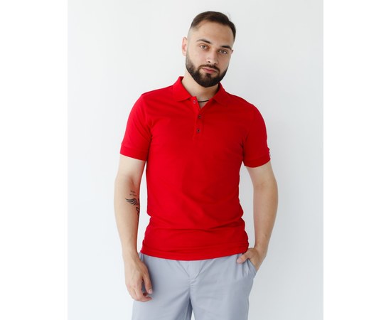 Изображение  Men's medical polo, red. S, "WHITE ROBE" 148-339-677, Size: S, Color: red