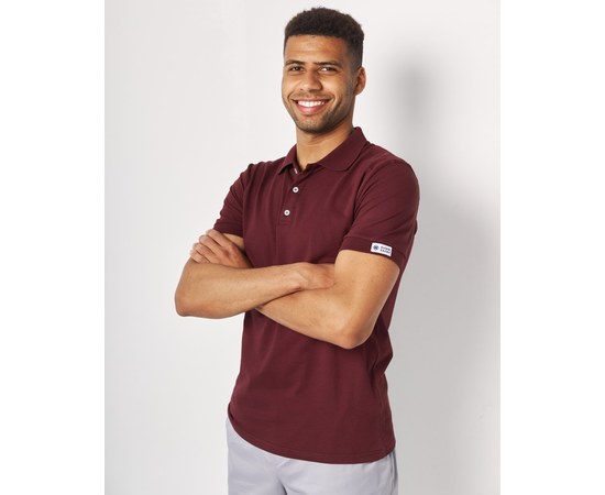 Изображение  Men's medical polo, cherry red. S, "WHITE ROBE" 148-416-677, Size: S, Color: cherry