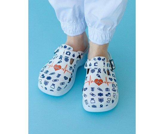 Изображение  Medical footwear clogs on the platform LIFE s. 40, "WHITE ROBE" 149-324-591, Size: 40, Color: life
