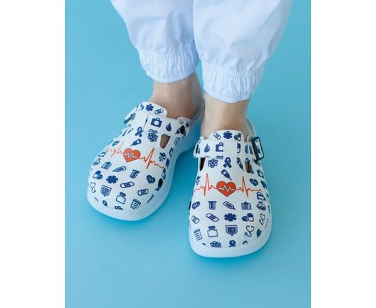 Изображение  Medical footwear clogs on the platform LIFE s. 38, "WHITE ROBE" 149-324-591, Size: 38, Color: life