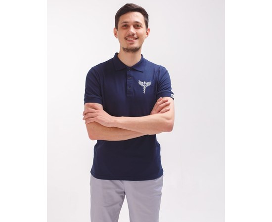 Изображение  Men's blue medical polo with Caduceus embroidery. XL, "WHITE ROBE" 148-322-836, Size: XL, Color: blue