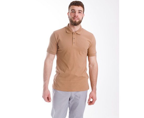 Изображение  Men's medical polo, dark beige. 3XL, "WHITE ROBE" 148-435-677, Size: 3XL, Color: dark beige