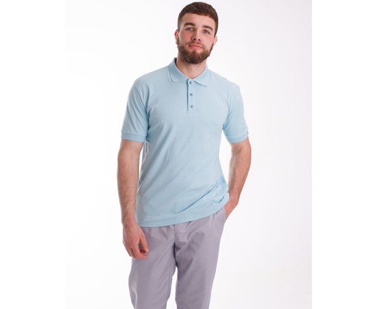 Изображение  Medical polo shirt for men, sky blue. 2XL, "WHITE ROBE" 148-438-677, Size: 2XL, Color: sky blue