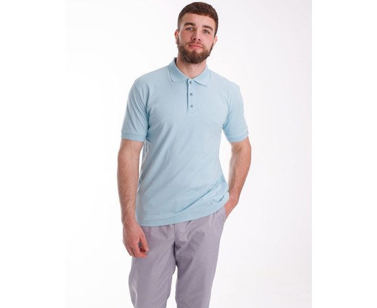 Изображение  Medical polo shirt for men, sky blue. S, "WHITE ROBE" 148-438-677, Size: S, Color: sky blue