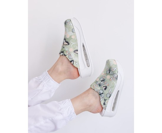 Изображение  Medical shoes Butterfly green clogs with AirMax sole s. 36, "WHITE ROBE" 352-350-899, Size: 36, Color: butterfly green