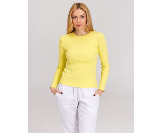 Изображение  Medical long sleeve ribbed women's yellow s. M, "WHITE ROBE" 392-397-716, Size: M, Color: yellow