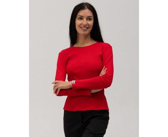 Изображение  Medical long sleeve ribbed women's red s. L, "WHITE ROBE" 392-339-716, Size: L, Color: red
