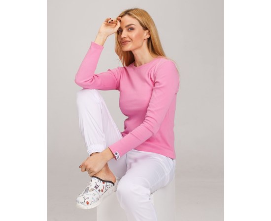 Изображение  Medical long sleeve ribbed women's pink s. M, "WHITE ROBE" 392-337-901, Size: M, Color: pink