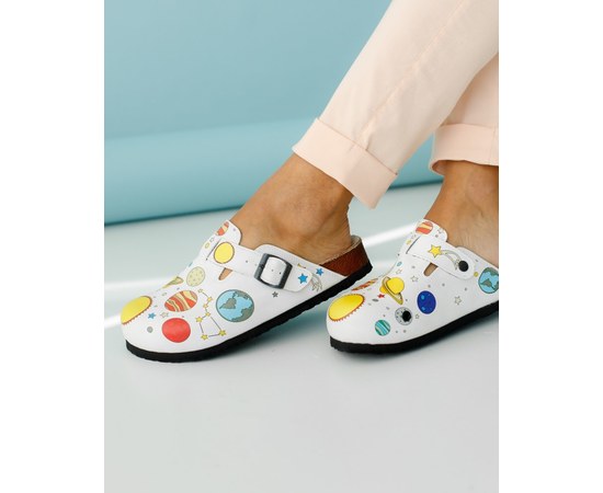 Изображение  Medical footwear orthopedic clogs PLANETS s. 40, "WHITE ROBE" 176-464-595, Size: 40, Color: planets