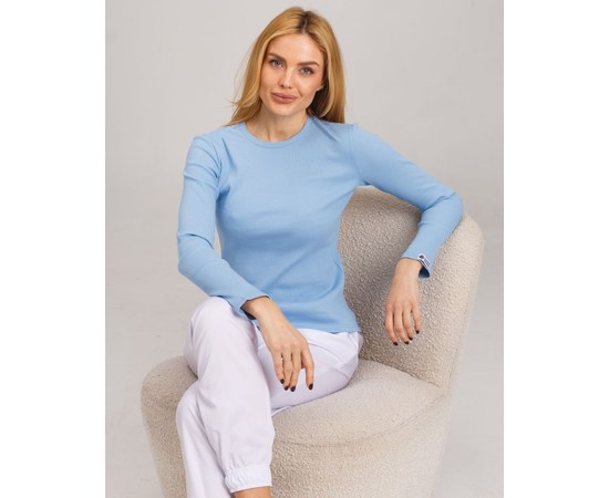 Изображение  Medical long sleeve ribbed women's blue s. S, "WHITE ROBE" 392-333-716, Size: S, Color: blue light