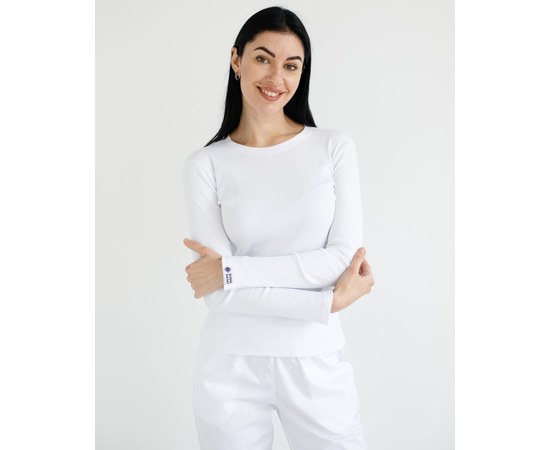 Изображение  Medical long sleeve ribbed women's white s. L, "WHITE ROBE" 392-324-716, Size: L, Color: white