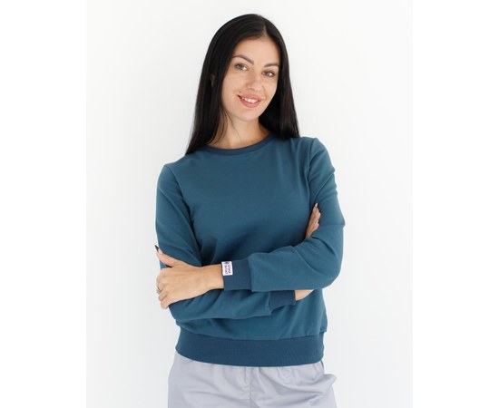 Изображение  Medical sweatshirt New York women's dark turquoise s. M, "WHITE ROBE" 359-437-758, Size: M, Color: dark turquoise