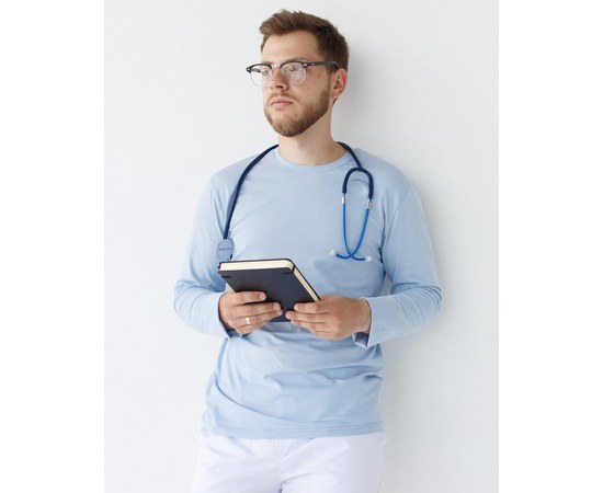 Изображение  Medical long sleeve men's light blue. XL, "WHITE ROBE" 357-436-716, Size: XL, Color: blue light