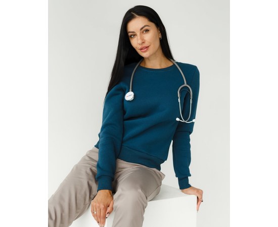 Изображение  Медицинский утепленный свитшот женский Аляска темно-бирюзовый р. XL, "БЕЛЫЙ ХАЛАТ" 364-437-842, Размер: XL, Цвет: темно-бирюзовый