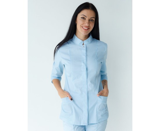 Зображення  Медична сорочка жіноча Сакура блакитна р. 54, "БІЛИЙ ХАЛАТ" 184-462-678, Розмір: 54, Колір: лазурный