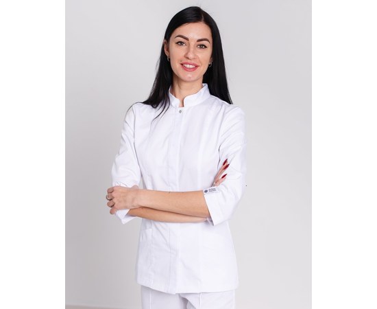 Зображення  Медична сорочка жіноча Сакура біла р. 42, "БІЛИЙ ХАЛАТ" 184-324-679, Розмір: 42, Колір: білий