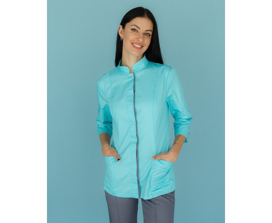 Изображение  Women's medical shirt Sakura mint-gray s. 54, "WHITE ROBE" 184-356-679, Size: 54, Color: mint gray