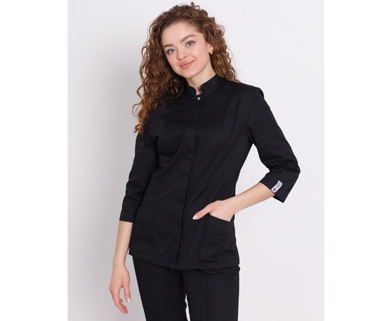 Изображение  Women's medical shirt Sakura black s. 52, "WHITE ROBE" 184-321-679, Size: 52, Color: black