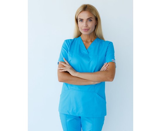 Изображение  Women's medical shirt Topaz cobalt s. 48, "WHITE ROBE" 164-439-705, Size: 48, Color: cobalt