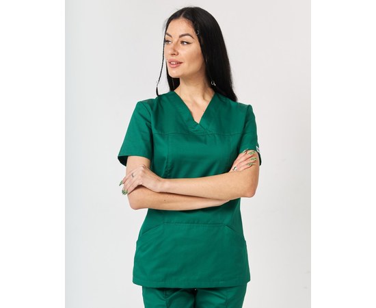Зображення  Медична сорочка жіноча Топаз зелена р. 46, "БІЛИЙ ХАЛАТ" 164-350-705, Розмір: 46, Колір: зелений