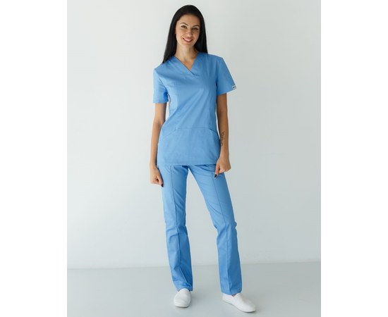 Изображение  Медицинская рубашка женская Топаз голубая р. 40, "БЕЛЫЙ ХАЛАТ" 164-333-705, Размер: 40, Цвет: голубой