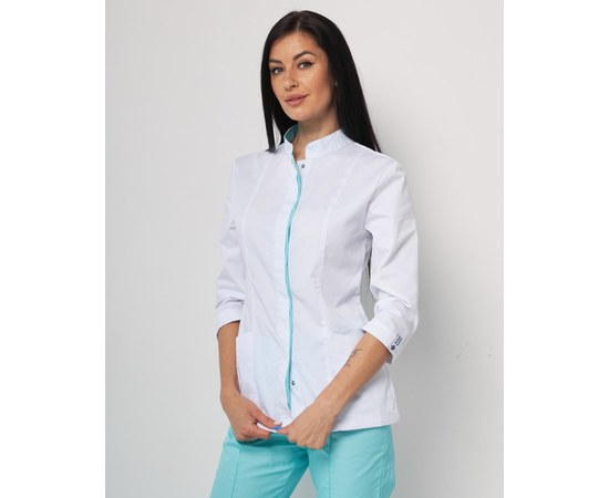 Изображение 5 Медицинская рубашка женская Сакура белый-мятный р. 50, "БЕЛЫЙ ХАЛАТ" 184-399-678, Размер: 50, Цвет: белый-мятный