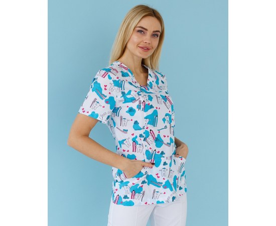 Изображение  Women's medical shirt Topaz print Teeth Smile s. 44, "WHITE ROBE" 126-324-626, Size: 44, Color: teeth smile