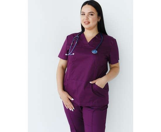 Зображення  Медична сорочка жіноча Топаз фіолетовий +SIZE р. 56, "БІЛИЙ ХАЛАТ" 386-335-705, Розмір: 56, Колір: фіолетовий