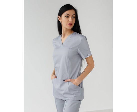 Изображение  Women's medical shirt Topaz gray s. 44, "WHITE ROBE" 164-328-705, Size: 44, Color: grey