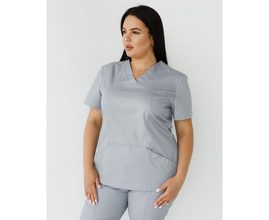 Изображение  Women's medical shirt Topaz gray +SIZE s. 56, "WHITE ROBE" 386-328-705, Size: 56, Color: grey