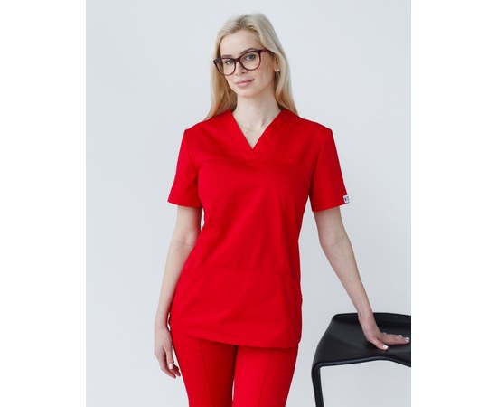 Изображение  Women's medical shirt Topaz red. 40, "WHITE ROBE" 164-339-705, Size: 40, Color: red