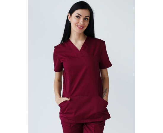 Изображение  Women's medical shirt Topaz Marsala s. 52, "WHITE ROBE" 164-326-705, Size: 52, Color: marsala