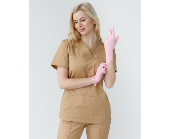 Изображение  Women's medical shirt Topaz sand river. 50, "WHITE ROBE" 164-323-705, Size: 50, Color: sand