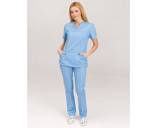 Изображение  Медицинская женская рубашка Топаз светло-голубая р. 54, "БЕЛЫЙ ХАЛАТ" 433-436-705, Размер: 54, Цвет: светло-голубой