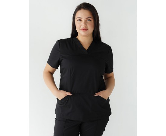 Изображение  Медицинская рубашка женская Топаз черная +SIZE р. 60, "БЕЛЫЙ ХАЛАТ" 386-321-705, Размер: 60, Цвет: черный