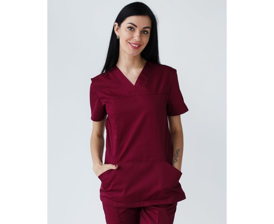 Изображение  Women's medical shirt Topaz Marsala s. 54, "WHITE ROBE" 164-326-705, Size: 54, Color: marsala