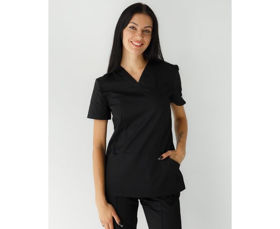 Зображення  Медична сорочка жіноча Топаз чорна р. 50, "БІЛИЙ ХАЛАТ" 164-321-705, Розмір: 50, Колір: чорний