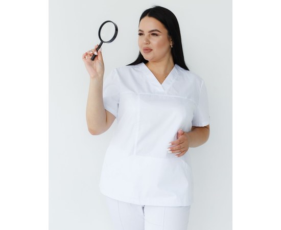 Изображение  Медицинская рубашка женская Топаз белая +SIZE р. 60, "БЕЛЫЙ ХАЛАТ" 386-324-705, Размер: 60, Цвет: белый