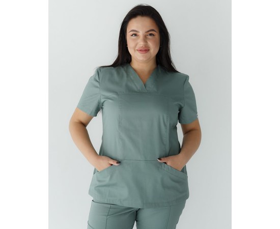 Изображение  Women's medical shirt Topaz olive +SIZE s. 60, "WHITE ROBE" 386-327-705, Size: 60, Color: olive