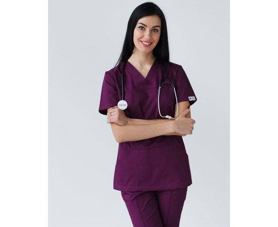 Изображение  Медицинская рубашка женская Топаз фиолетовая р. 54, "БЕЛЫЙ ХАЛАТ" 164-335-705, Размер: 54, Цвет: фиолетовый