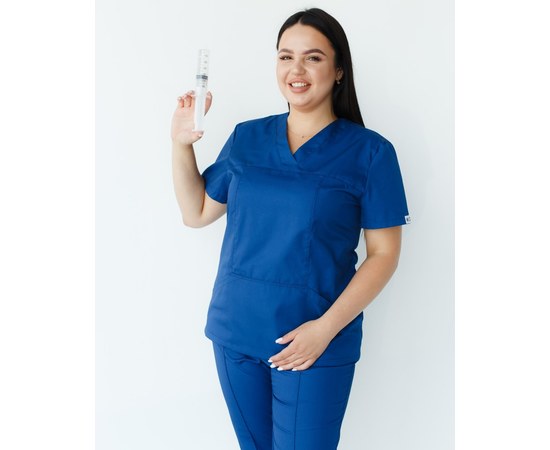 Изображение  Медицинская рубашка женская Топаз синяя +SIZE р. 56, "БЕЛЫЙ ХАЛАТ" 386-322-705, Размер: 56, Цвет: синий