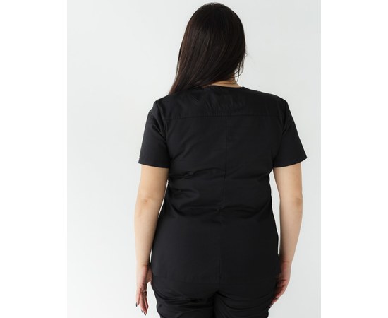 Изображение 2 Медицинская рубашка женская Топаз черная +SIZE р. 58, "БЕЛЫЙ ХАЛАТ" 386-321-705, Размер: 58, Цвет: черный