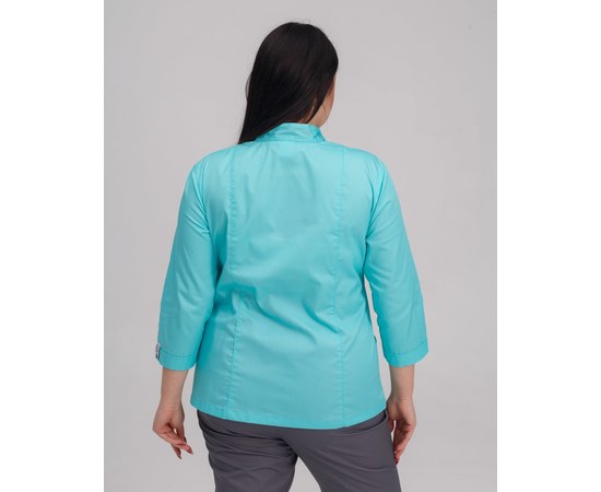 Изображение 2 Медицинская рубашка женская Сакура мятный-серый +SIZE р. 60, "БЕЛЫЙ ХАЛАТ" 311-356-679, Размер: 60, Цвет: мятный-серый