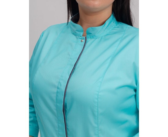 Изображение 3 Медицинская рубашка женская Сакура мятный-серый +SIZE р. 56, "БЕЛЫЙ ХАЛАТ" 311-356-679, Размер: 56, Цвет: мятный-серый
