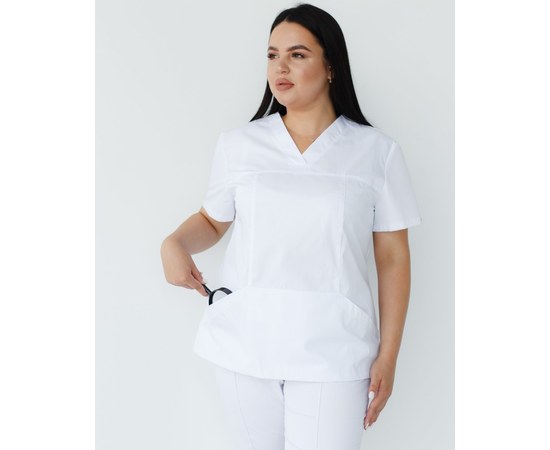 Изображение 5 Медицинская рубашка женская Топаз белая +SIZE р. 60, "БЕЛЫЙ ХАЛАТ" 386-324-705, Размер: 60, Цвет: белый
