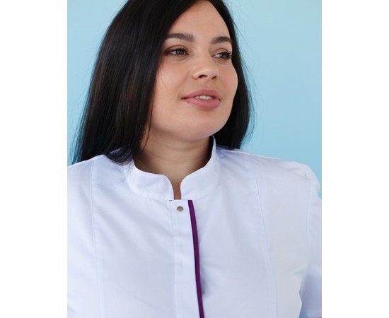 Изображение 5 Медицинская рубашка женская Сакура белый-фиолетовый +SIZE р. 60, "БЕЛЫЙ ХАЛАТ" 311-346-679, Размер: 60, Цвет: белый-фиолетовый