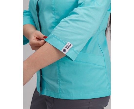 Изображение 5 Медицинская рубашка женская Сакура мятный-серый +SIZE р. 60, "БЕЛЫЙ ХАЛАТ" 311-356-679, Размер: 60, Цвет: мятный-серый
