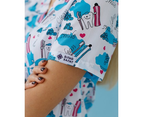 Изображение 7 Women's medical shirt Topaz print Teeth Smile s. 44, "WHITE ROBE" 126-324-626, Size: 44, Color: teeth smile